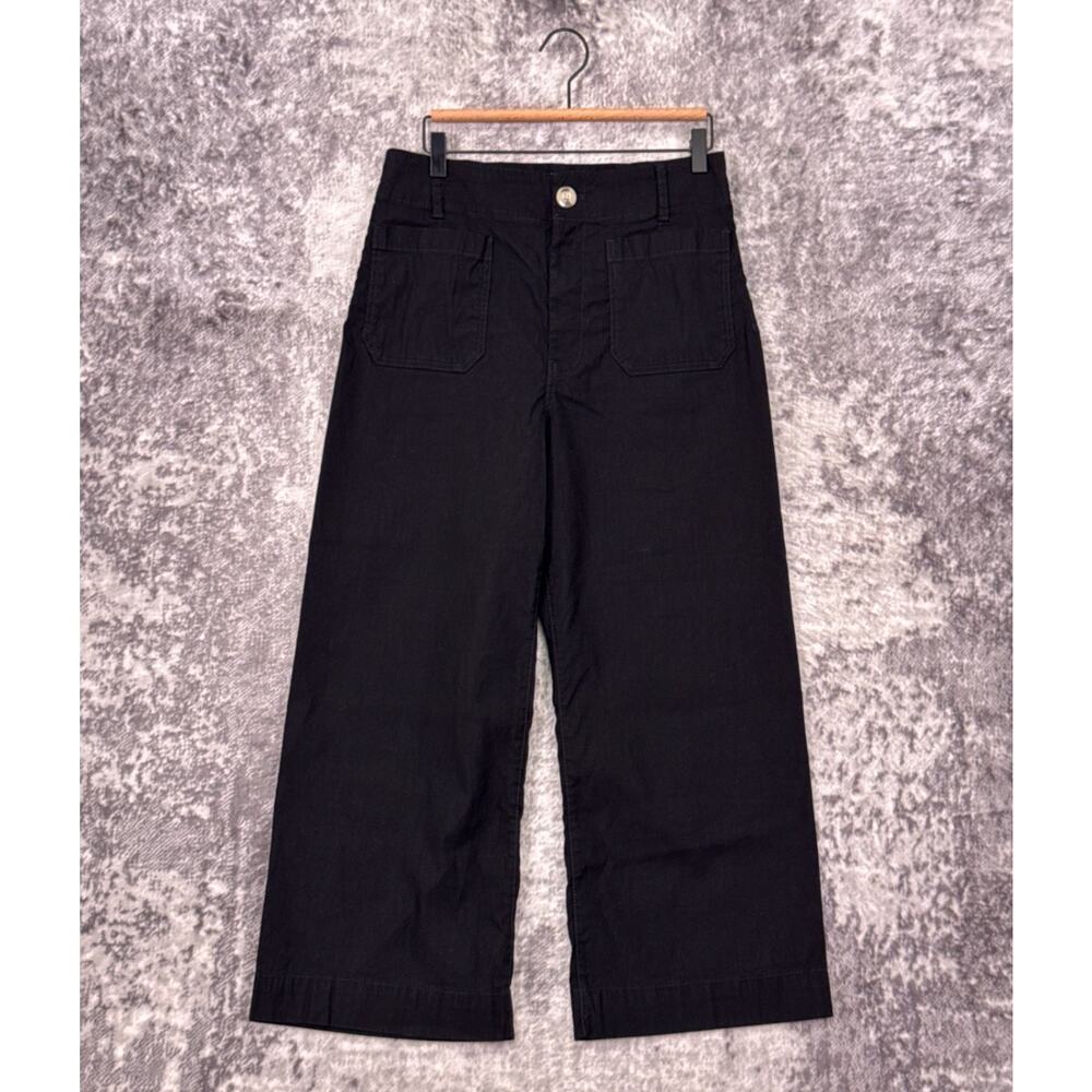 Maeve The Colette Pants 30 Womens Anthropologie Black Linen Wide Leg Crop